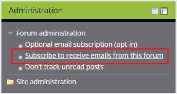The Subscribe to receive email link in the Admin block