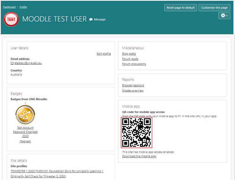 Image of QR code highlighted on users profile page

